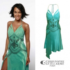 Turquoise silk short dress